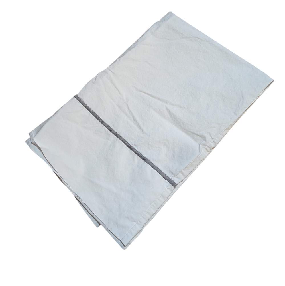 Yves Delorme Standard Sham White Grey Stripe Cotton Quiet Luxury Old Money